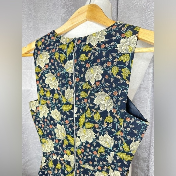 Zara Vintage Floral Print Sleeveless Mini Dress in Black & Green Sz XS - Picture 5 of 10